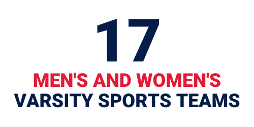 17 men's and women's varsity sports teams