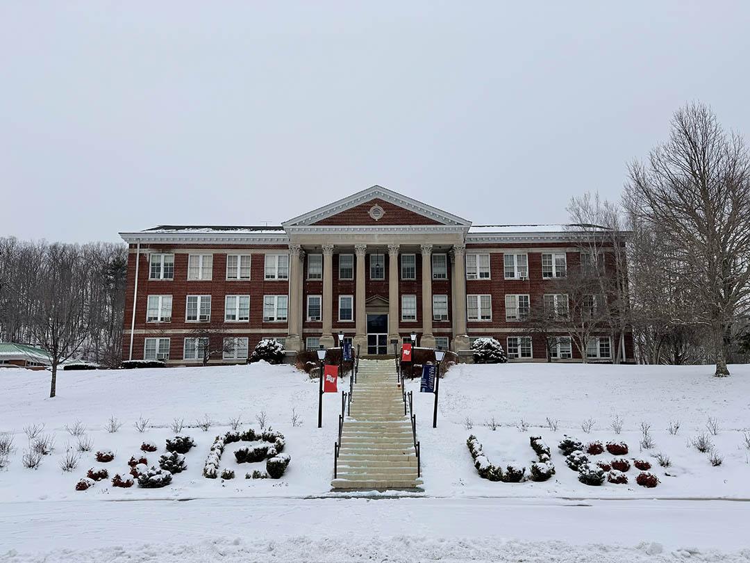 Lansdell Hall in the snow