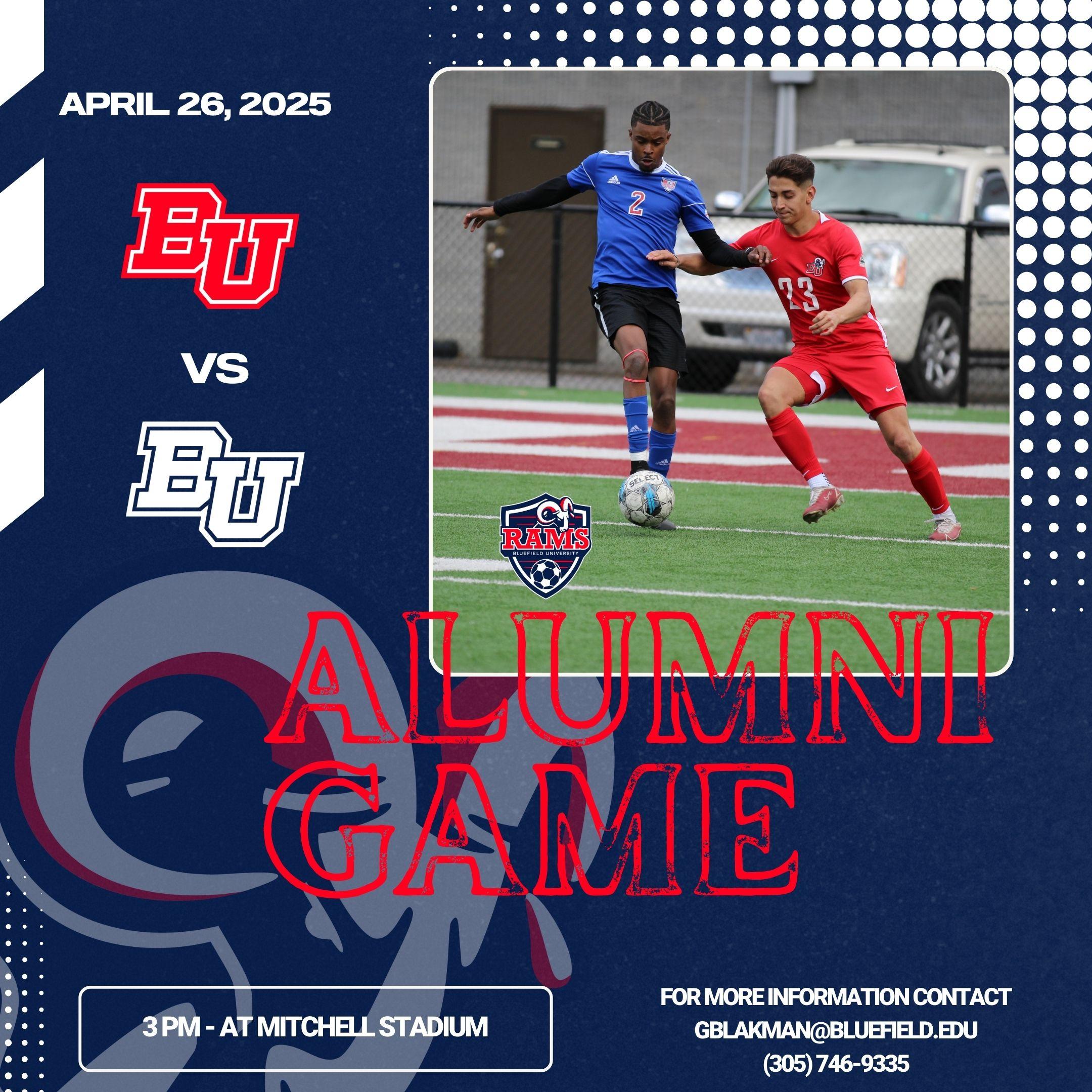 Men's soccer alumni game. Saturday, April 26th at 3pm.